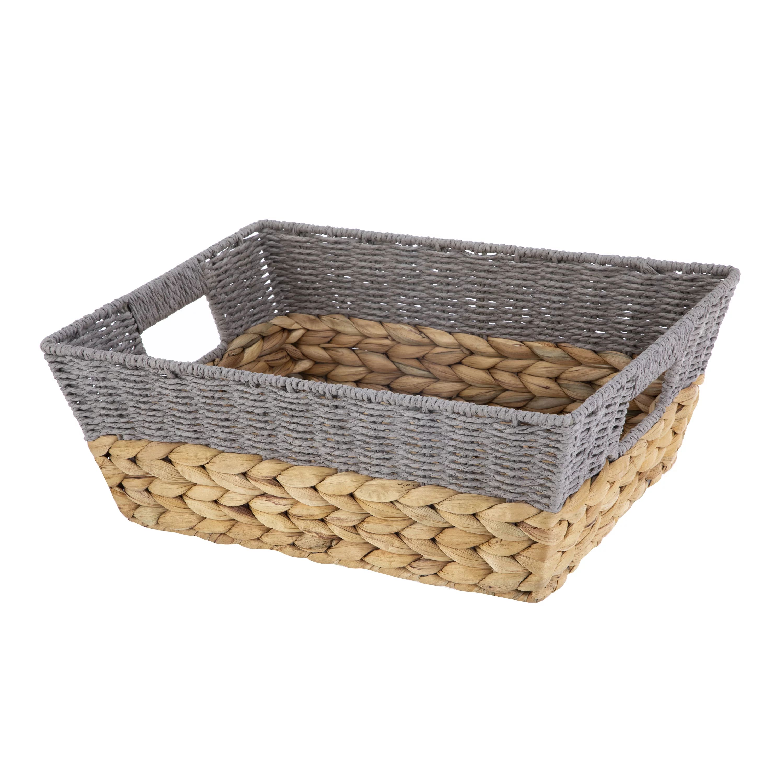 Better Homes & Gardens Small Storage Basket with Handles, Gray and Natural - Walmart.com | Walmart (US)