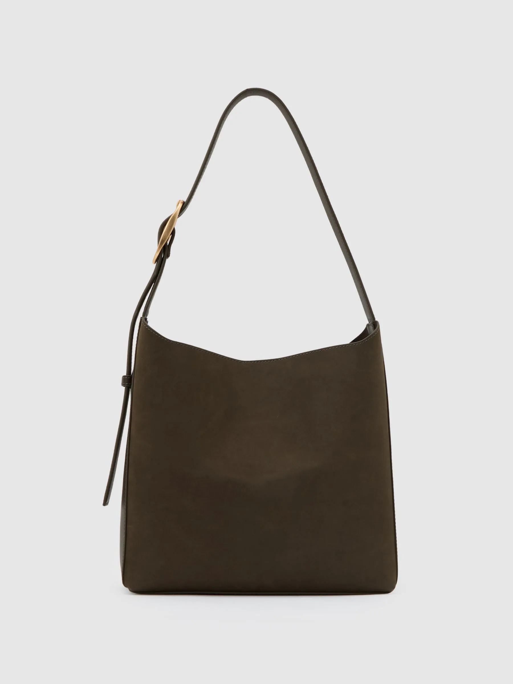 Reiss Reiss Green Greta Suede and Leather Tote Bag | Next US