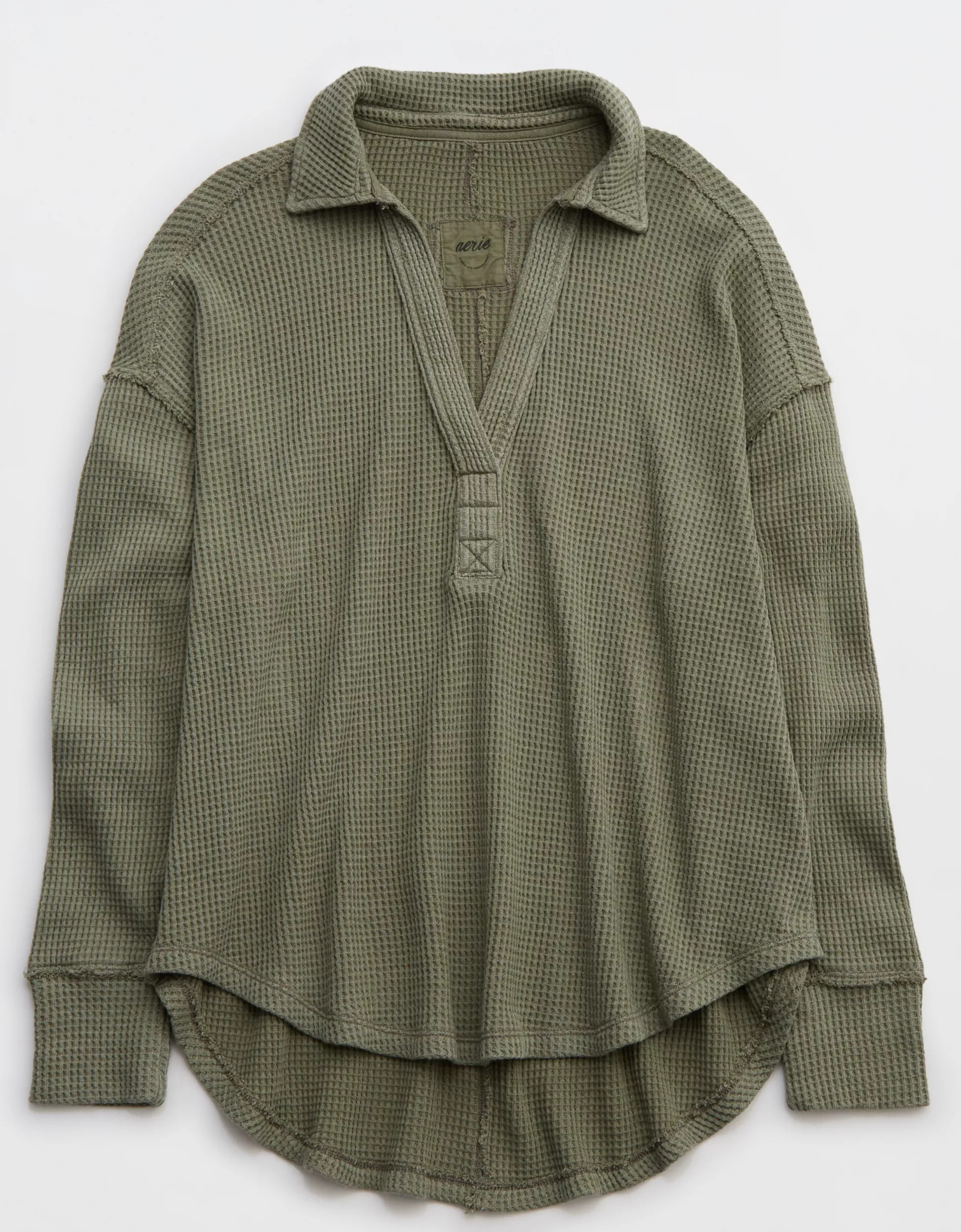 Aerie LumberJane Waffle Polo Sweatshirt | Aerie