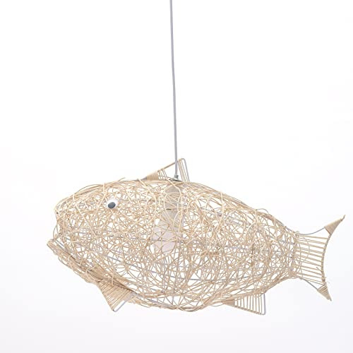 Hand-Woven Bamboo Pendant Light, Lantern Lamp Rattan Single Light Weaving Natural Wooden Ceiling ... | Amazon (US)