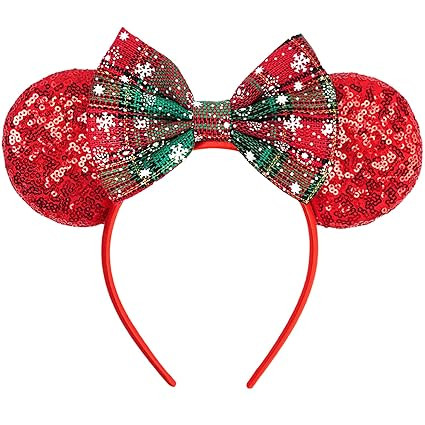 MADO Christmas mouse ear headbands for women, Red mini ears for adults women little girls (xmas-r... | Amazon (US)