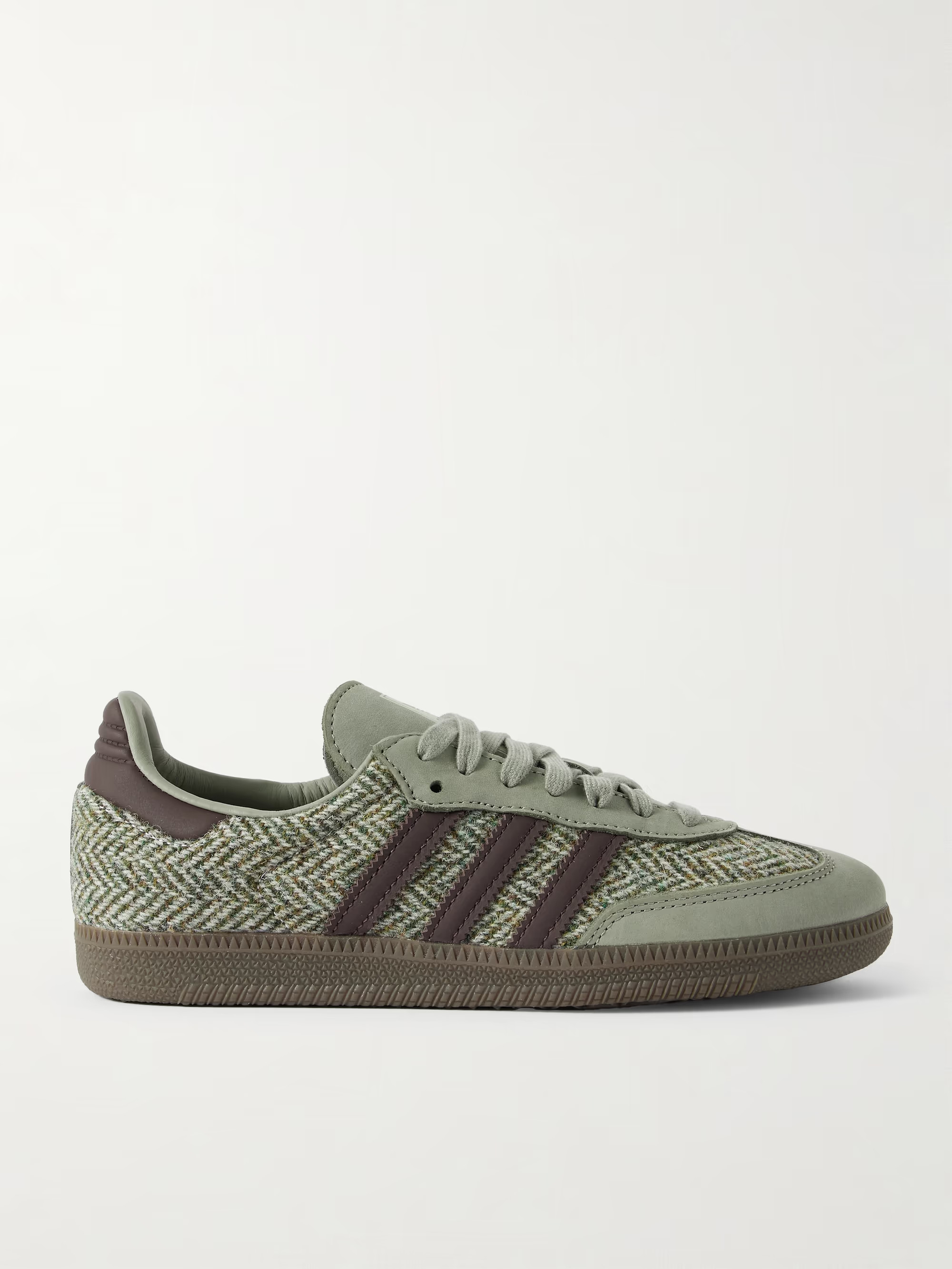 Samba OG leather-trimmed herringbone tweed and nubuck sneakers | NET-A-PORTER (UK & EU)