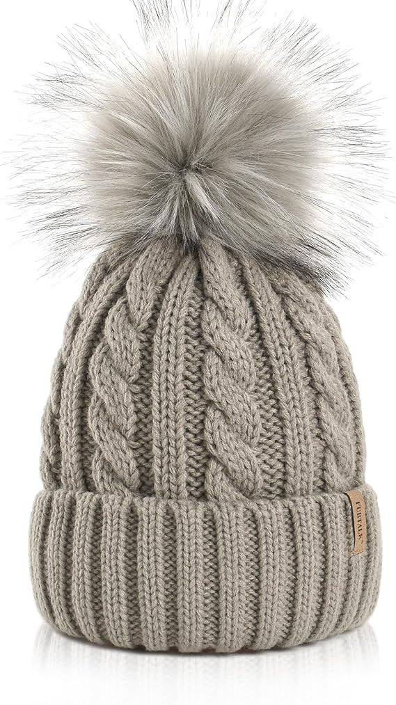 FURTALK Winter Beanie Hat for Women Fleece Lined Faux Fur Pom Pom Hats Womens Warm Thick Knit Sku... | Amazon (US)
