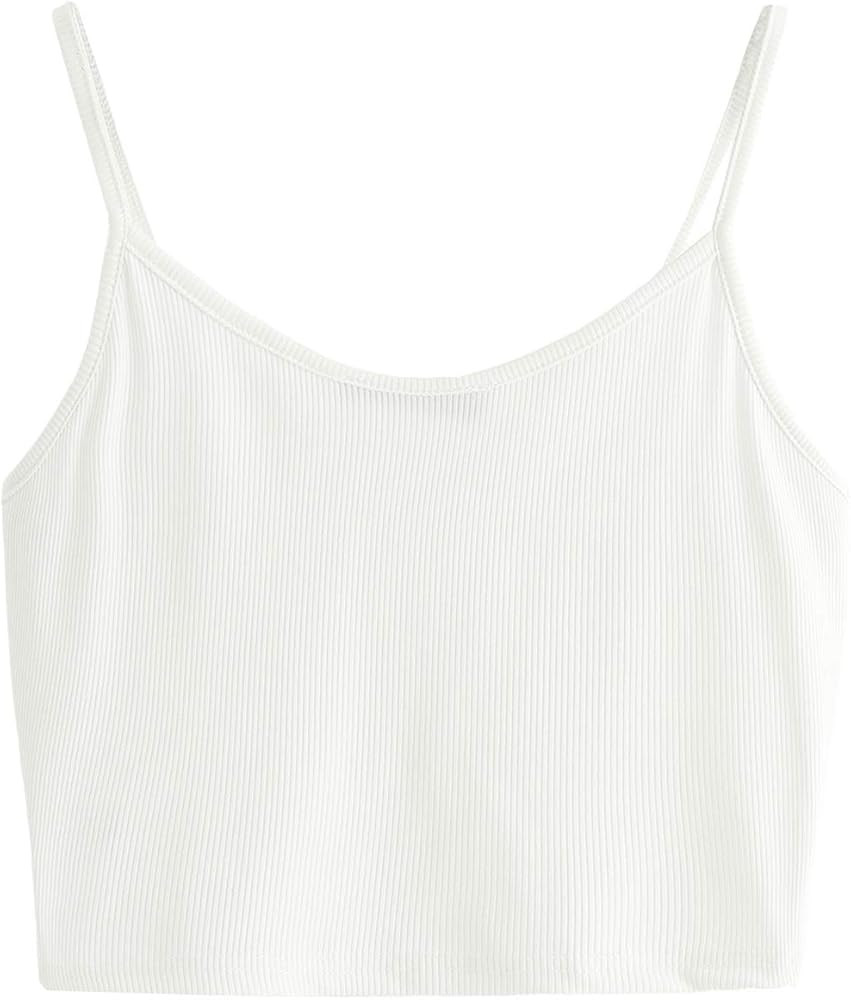SheIn Women's Casual V Neck Sleeveless Ribbed Knit Cami Crop Top | Amazon (US)