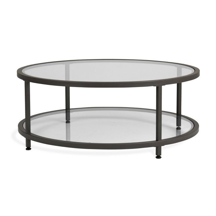 Home Camber Modern Glass Round Coffee Table 38" Gray - Studio Designs | Target