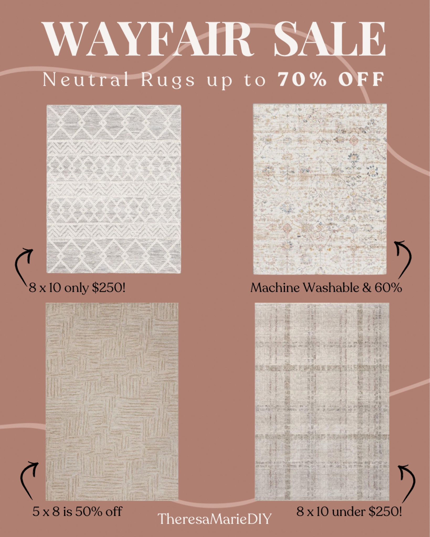 Wayfair Sale! Neutral tone rugs up to 70% off! 

#homedecor #neutraldecor #sale #interiordecor #rugsale

#LTKHome #LTKSummerSales #LTKSaleAlert