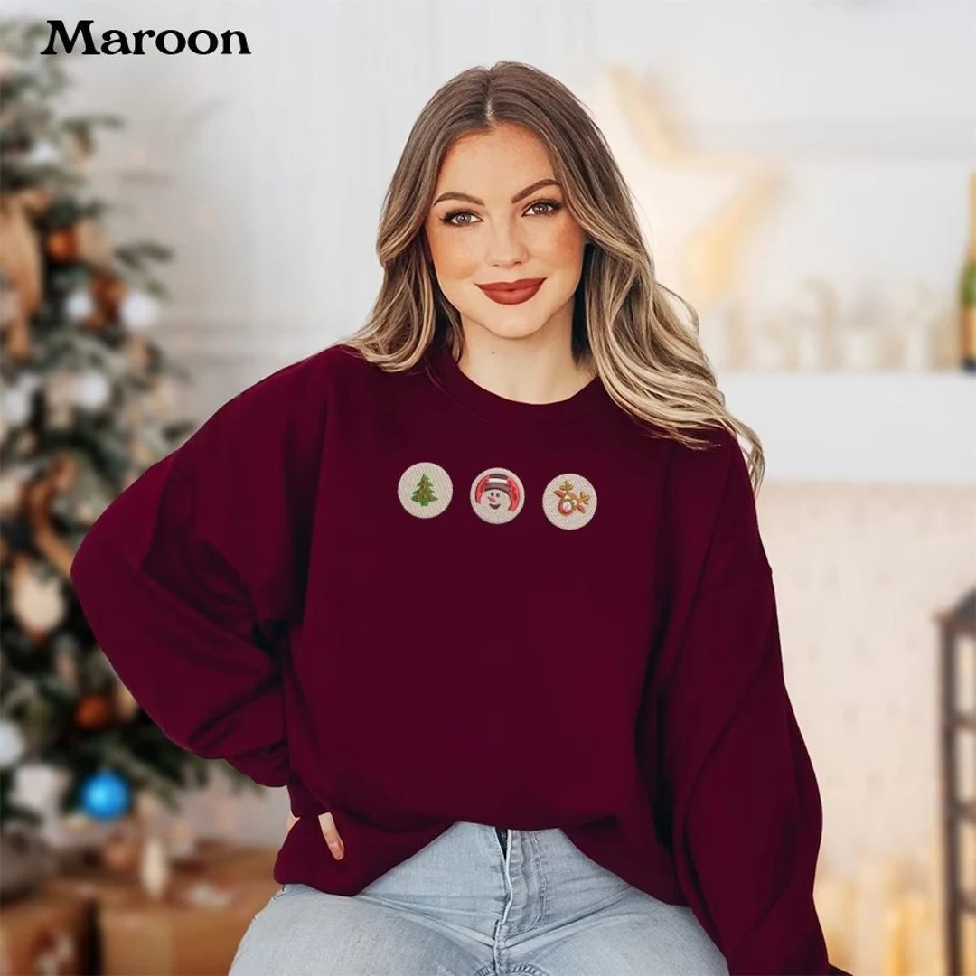 Embroidered Christmas Cookie Sweatshirt Embroidered Cookie - Etsy | Etsy (US)