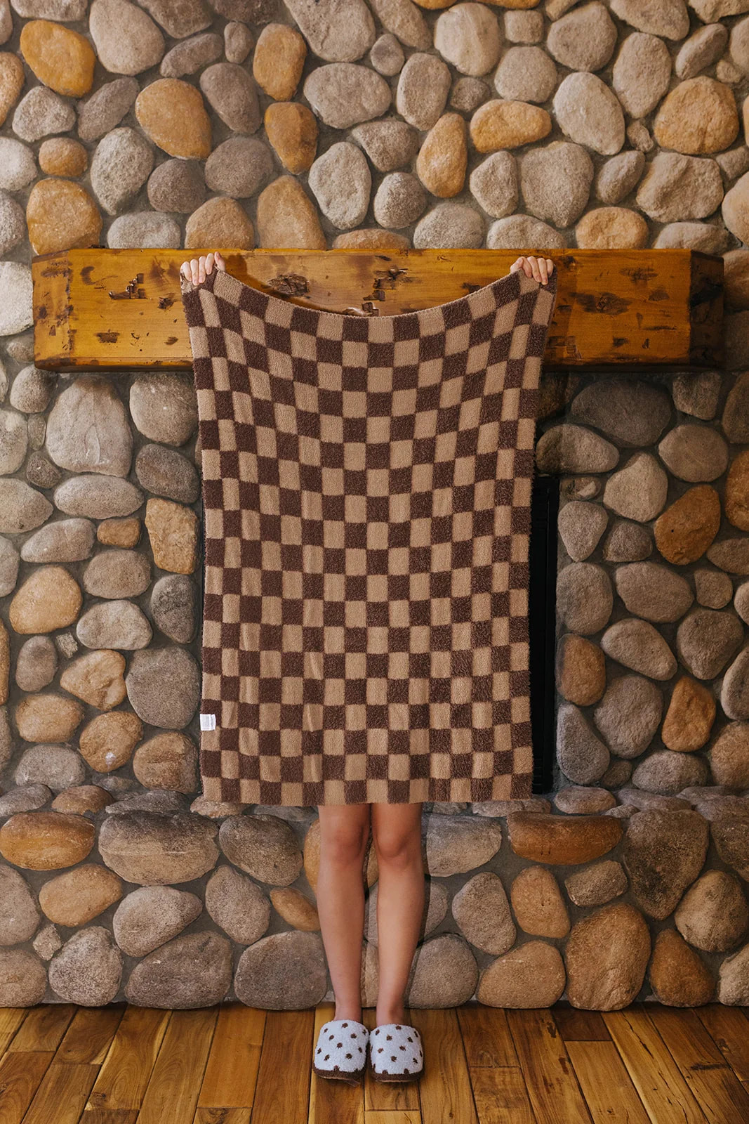 Tonal Brown Check Kid Blanket 30x40 | Staykation