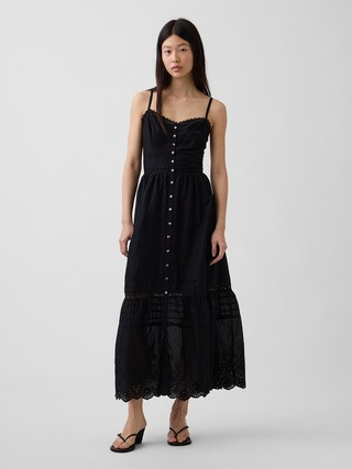 Lace-Trim Button-Front Maxi Dress | Gap (CA)