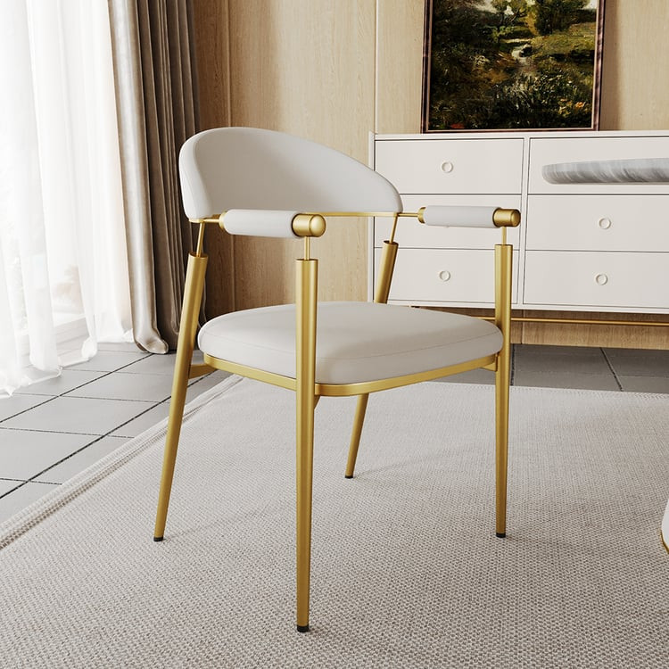 Set of 2 Affordable Luxury Modern Dining Chairs with PU Leather Upholstery White | Homary