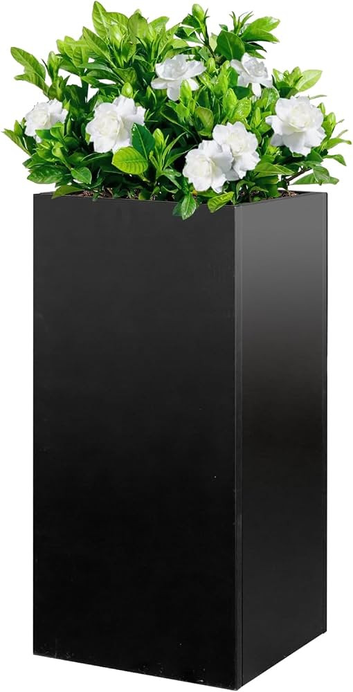 Metal Planter Box for Outdoor Planter Tall Metal Outdoor Planters Box 14"x14"x30" Steel Spliced P... | Amazon (US)