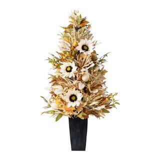 Glitzhome® 36" Fall Neutral Sunflower, Pumpkin and Leaf Porch Tree in Black | 18" x 18" x 36" | Michaels® | Michaels Stores