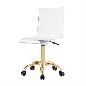 Posh Briar Stainless Steel and Acrylic Office Chair with Casters in Clear/Gold | Cymax