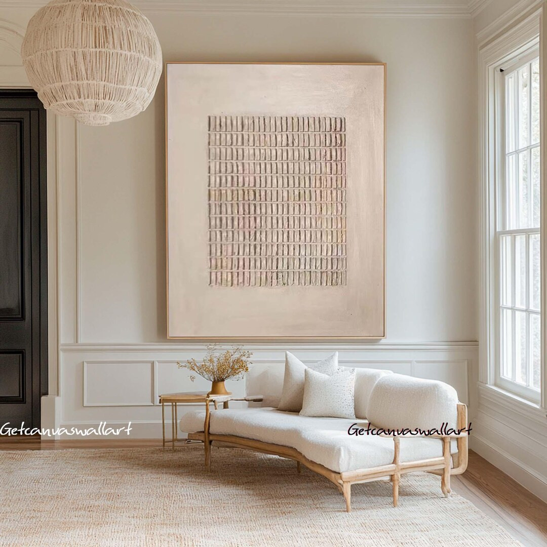 Beige 3D Textured Painting Neutral Minimalist Wall Art Framed Wabi Sabi Wall Art Large Beige Text... | Etsy (US)