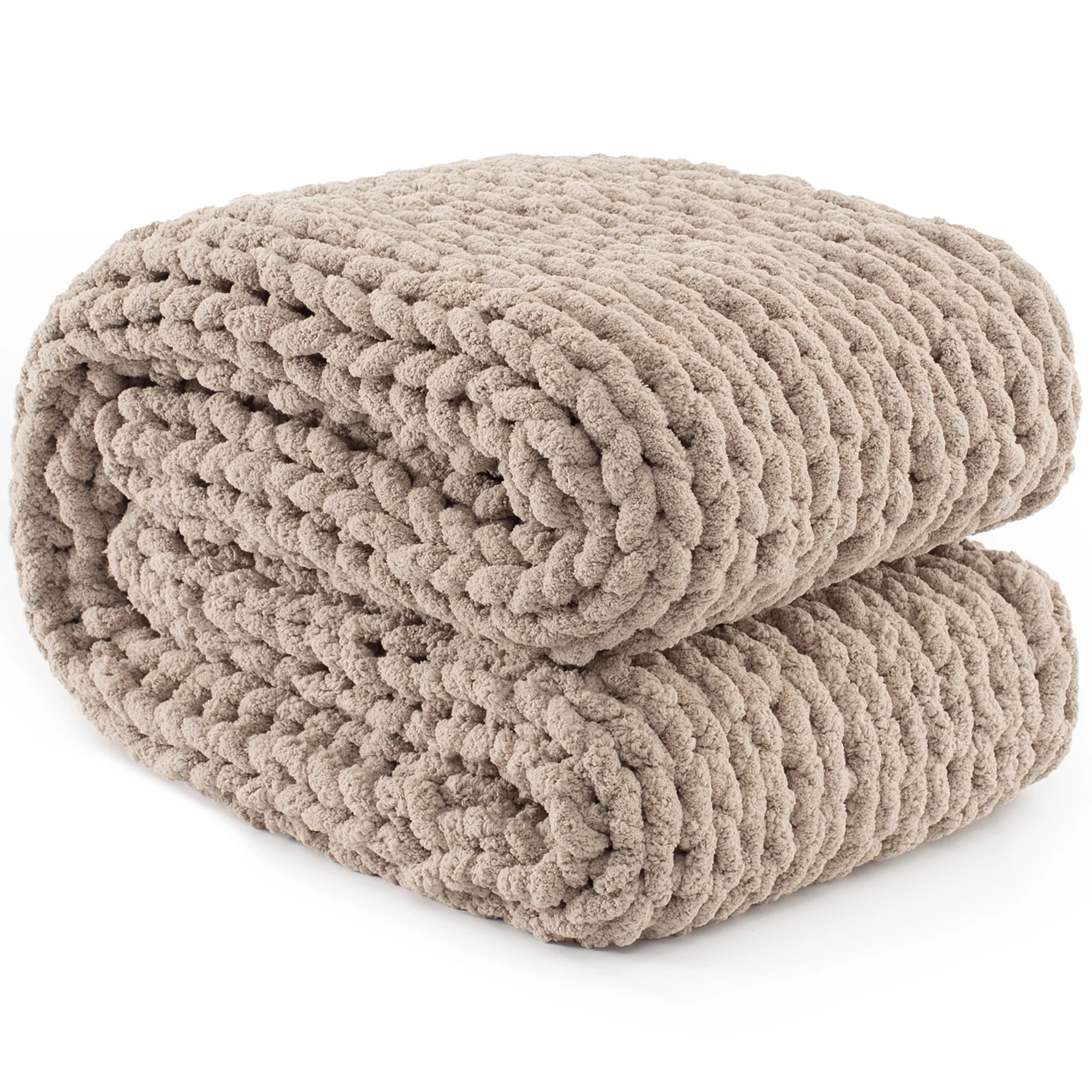 Carriediosa Chunky Knit Throw Blanket Handmade Soft Throws for Couch Sofa Bed, 50" x 60" Taupe - ... | Walmart (US)