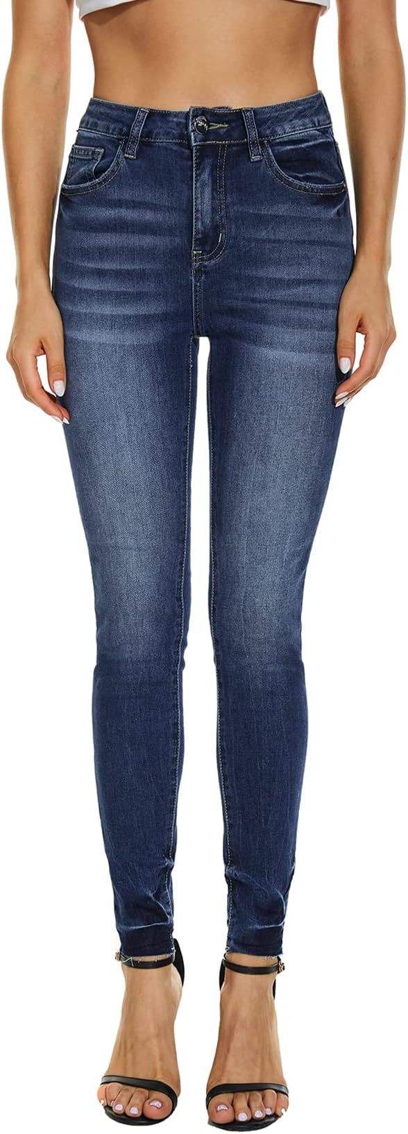 VIPONES Women's Skinny Jeans Stretchy High Rise Tummy Control Trendy Jeggings Denim Pants | Amazon (US)