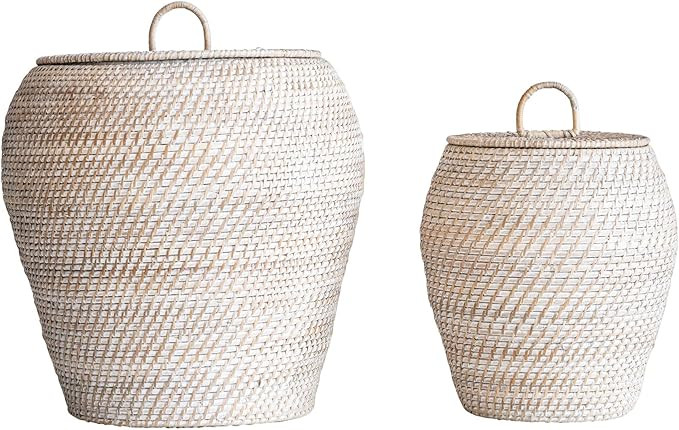 Bloomingville AH0324 Rattan Baskets, White | Amazon (US)