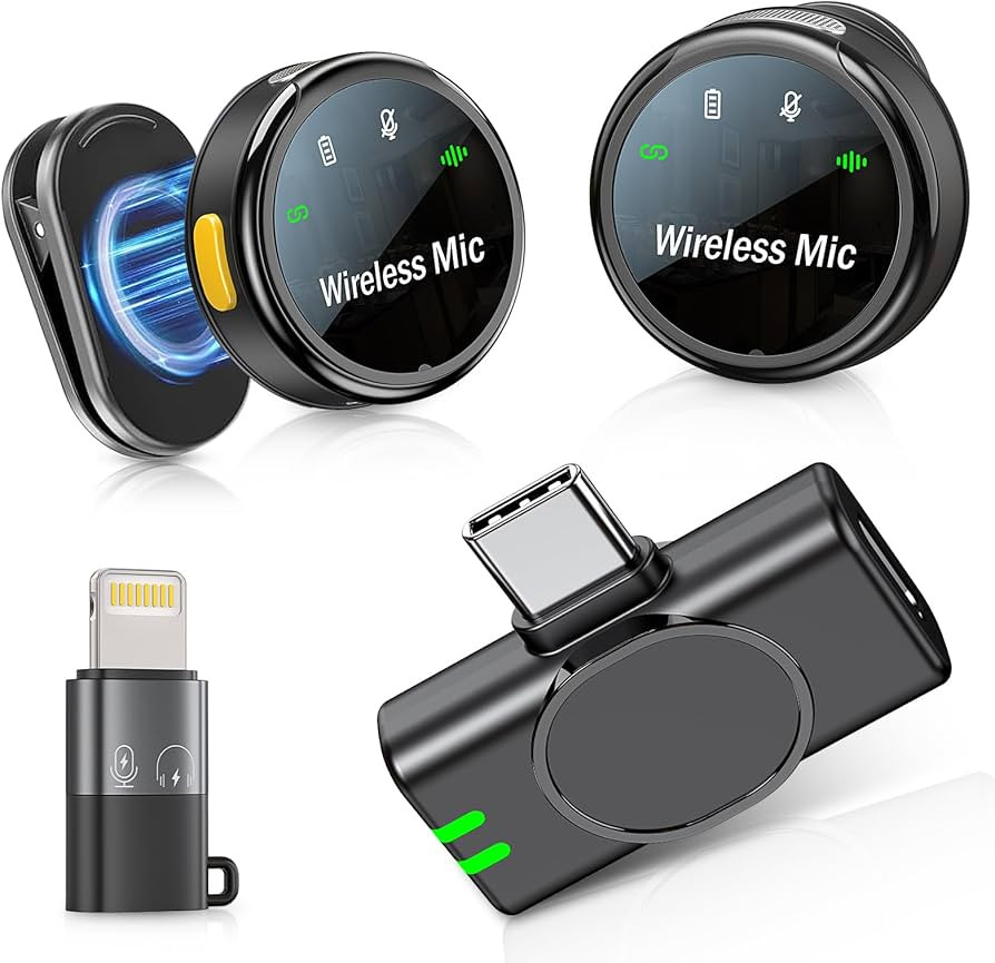 2 Pack Mini Microphone for iPhone iPad and Android Phone, Wireless Lavalier Microphone Noise Redu... | Amazon (US)