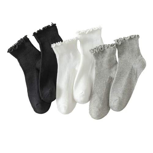 Hstyle 6 Pairs of Ruffle Socks Women, Cute Ruffle Ankle Socks | Amazon (US)