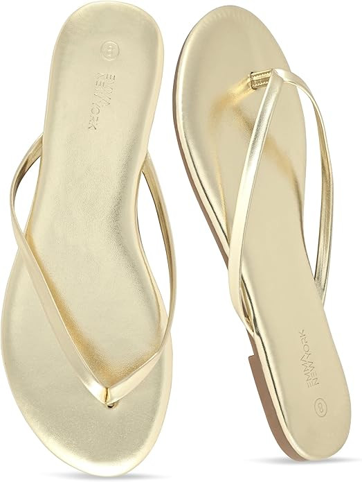 Summer Sandals Flip Flops for Women Vegan Leather Thong Trendy 2025 Dressy Cute Silver | Amazon (US)