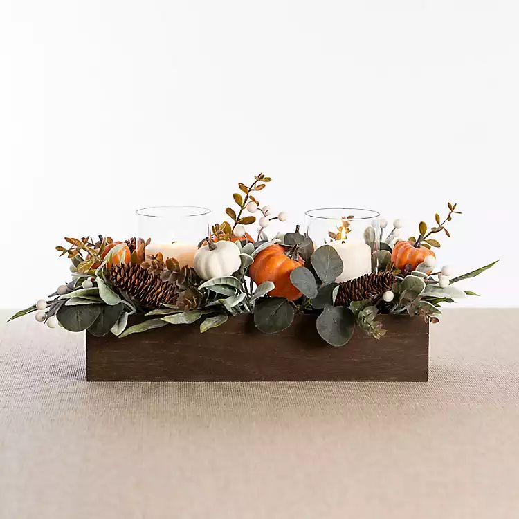 Greenery and Pumpkin Candle Centerpiece | Kirkland's Home