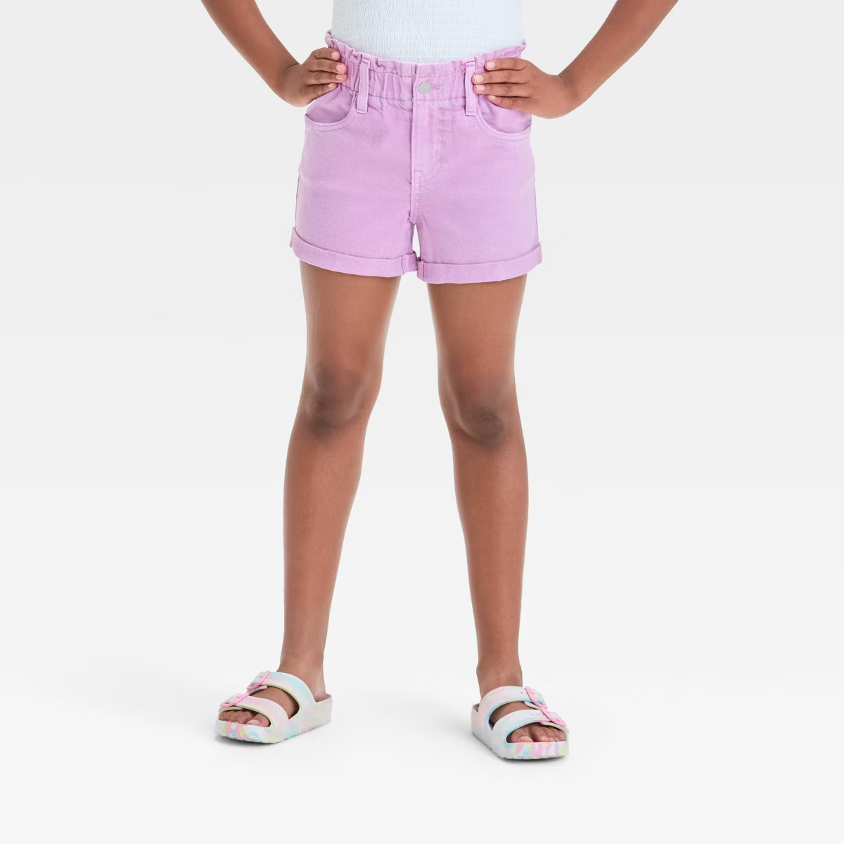 Girls' High-Rise Paper Bag Cuffed Jean Shorts - Cat & Jack™ | Target