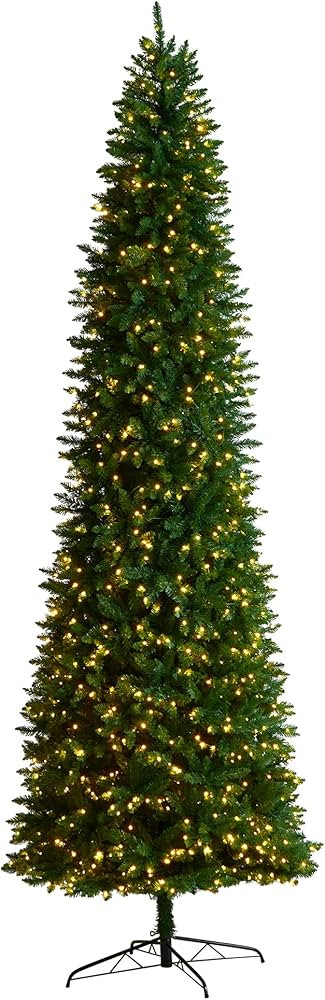 Nearly Natural 11ft. Slim Green Mountain Pine Artificial Christmas Tree with 950 Clear LED Lights... | Amazon (US)
