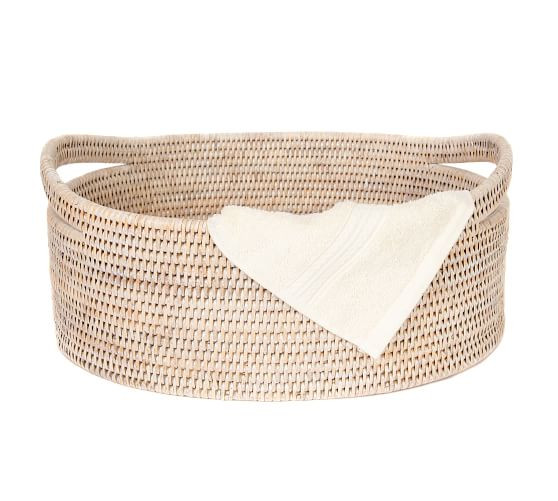 Tava Handwoven Rattan Oval Basket | Pottery Barn (US)