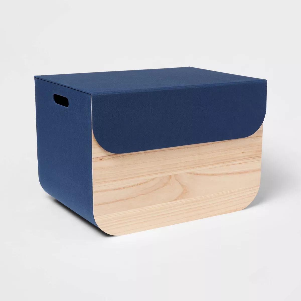 Large Natural Wood Rectangular Kids' Storage with Lid Navy - Pillowfort™ | Target