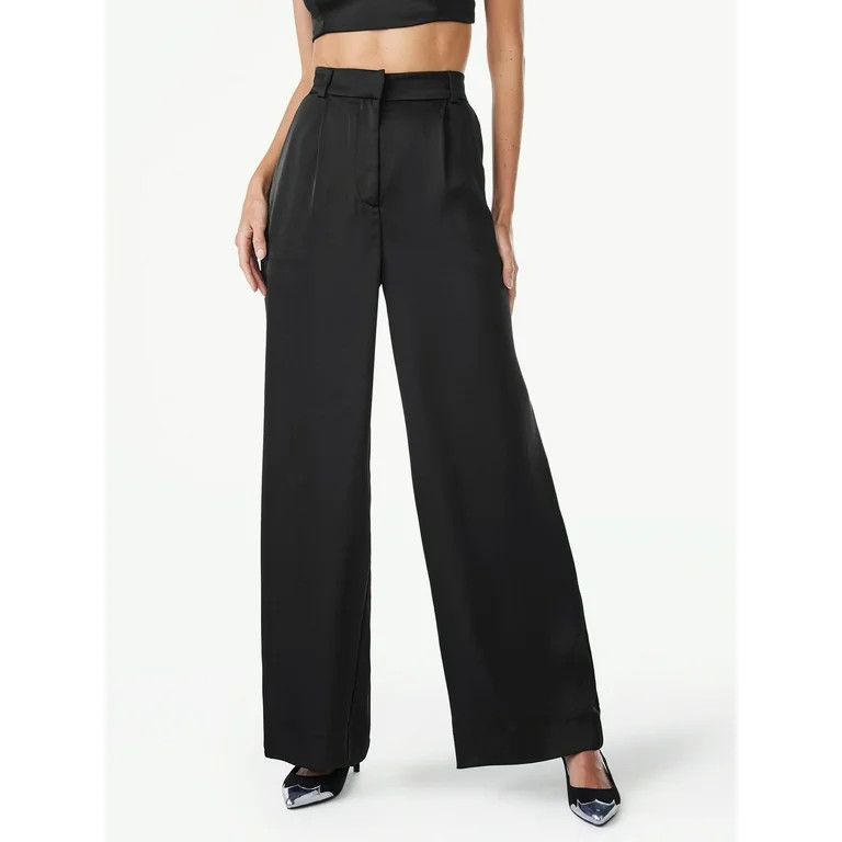 Scoop Women’s Wide Leg Satin Pants, 27.5’’ Inseam, Sizes XS-XXL | Walmart (US)
