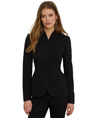 Women's Stretch Lightweight Curved Stand Collar Blazer | Macy's