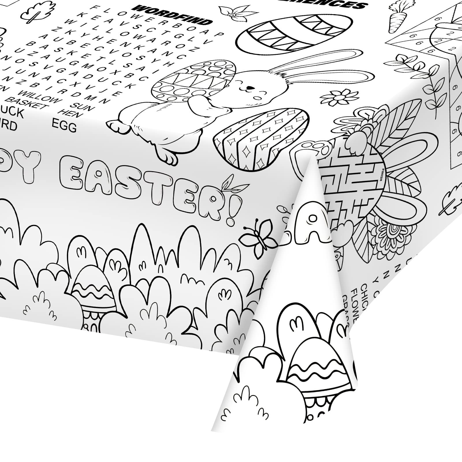Gatherfun Disposable Easter Color-in Paper Tablecloth Decoration，Happy Easter Paper Table Cover... | Amazon (US)