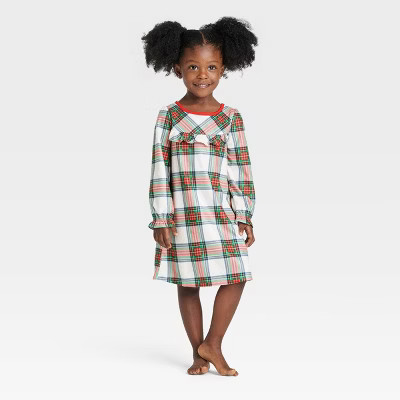 Toddler Holiday Tartan Plaid Matching Family Pajama NightGown - Wondershop™ Cream | Target