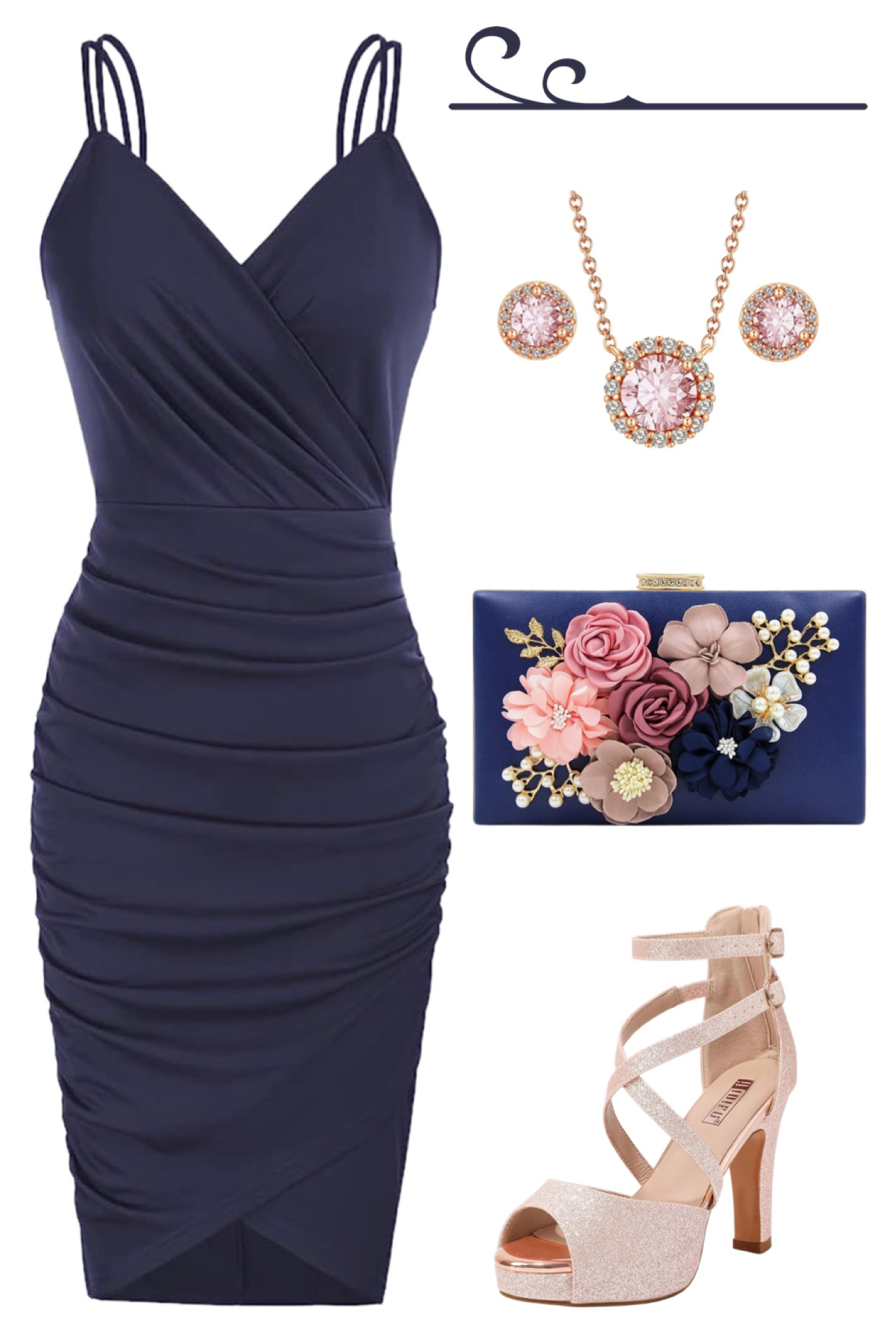 Wedding guest outfit idea in navy blue and rose gold on Amazon.

#weddingguestdress #falldress #cocktaildress #falloutfit #rosegoldsandals #LTKstyletip #LTKwedding

#LTKSeasonal #LTKParties #LTKStyleTip