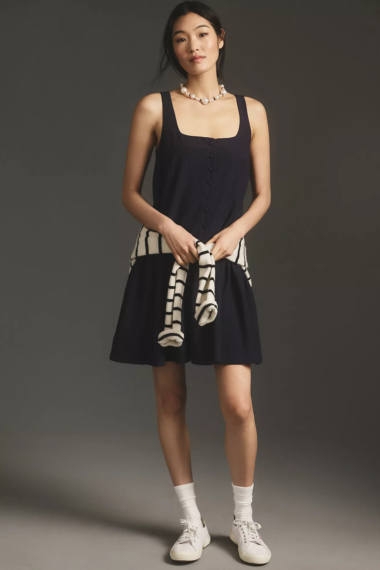 By Anthropologie Square-Neck Seersucker Mini Dress | Anthropologie (US)