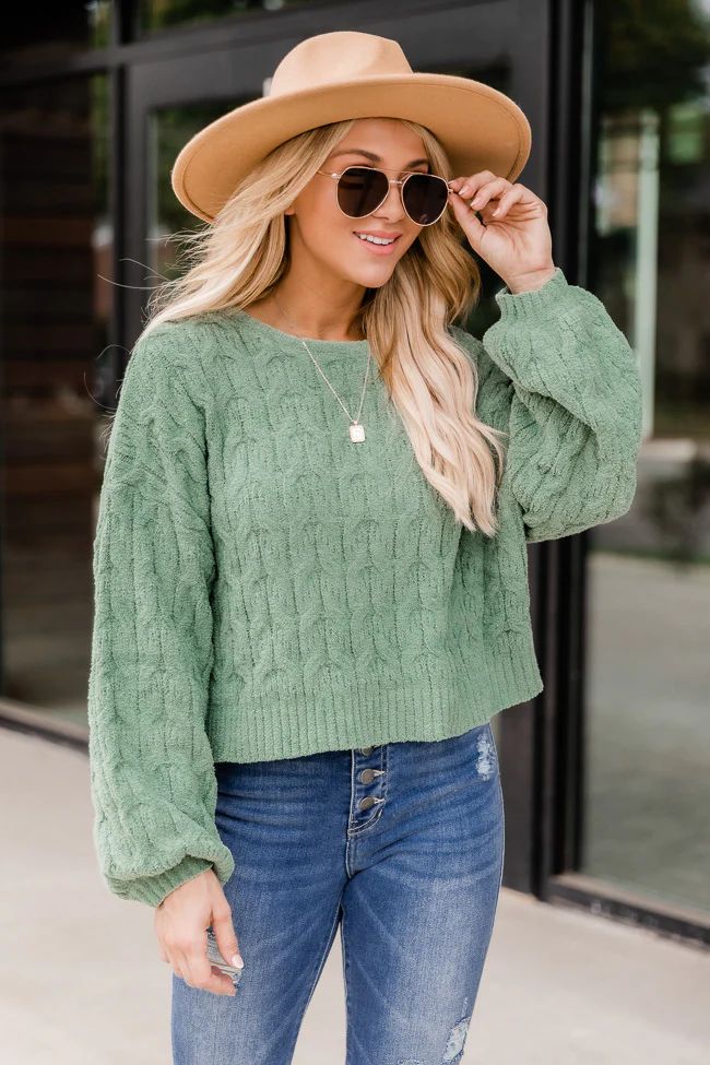 Special Reminder Sage Chenille Sweater FINAL SALE | The Pink Lily Boutique