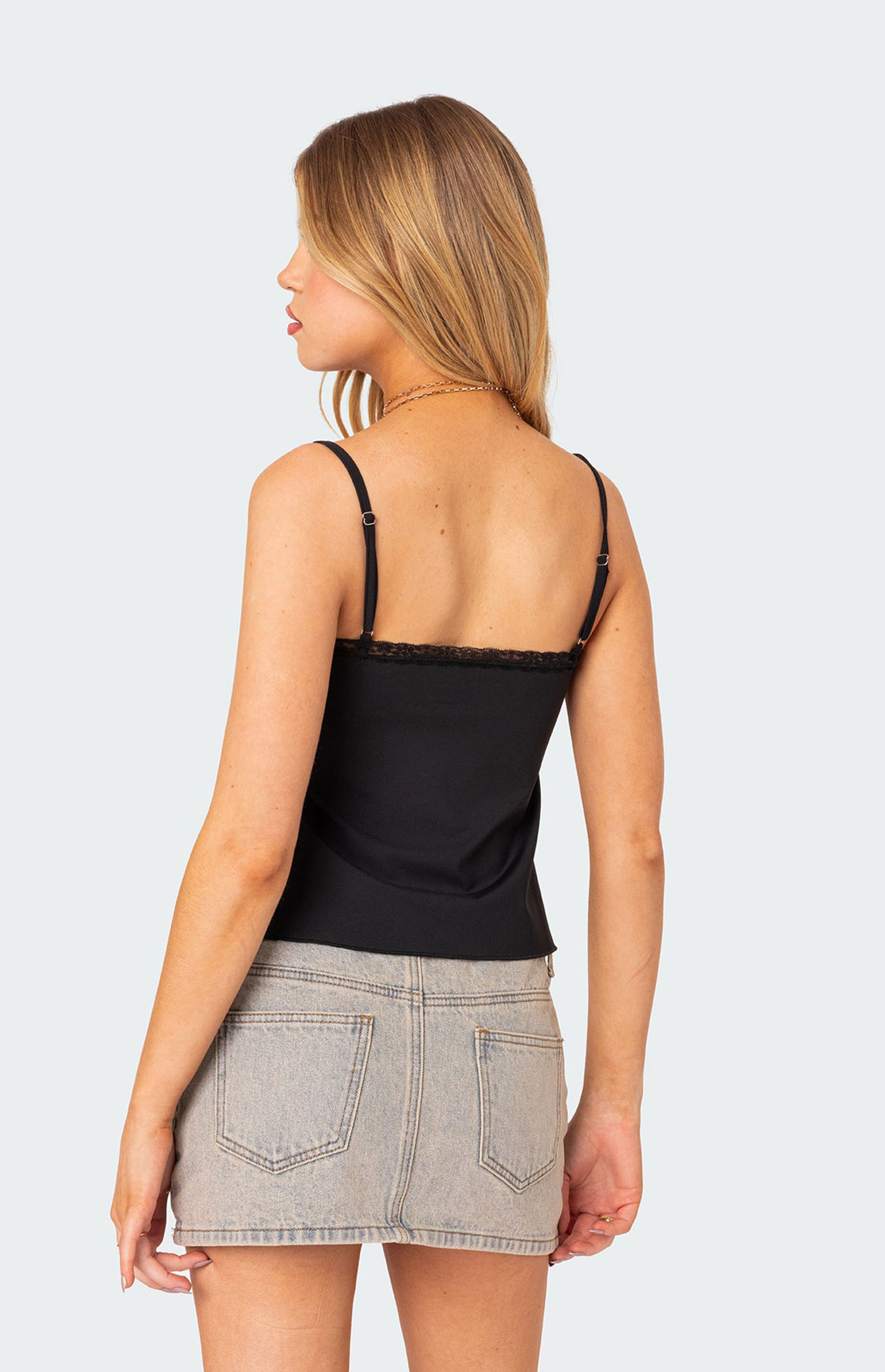 Edikted Lace Trim Split Front Top | PacSun