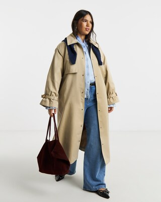 Stone Maxi Trench Coat | Simply Be | Simply Be (UK)