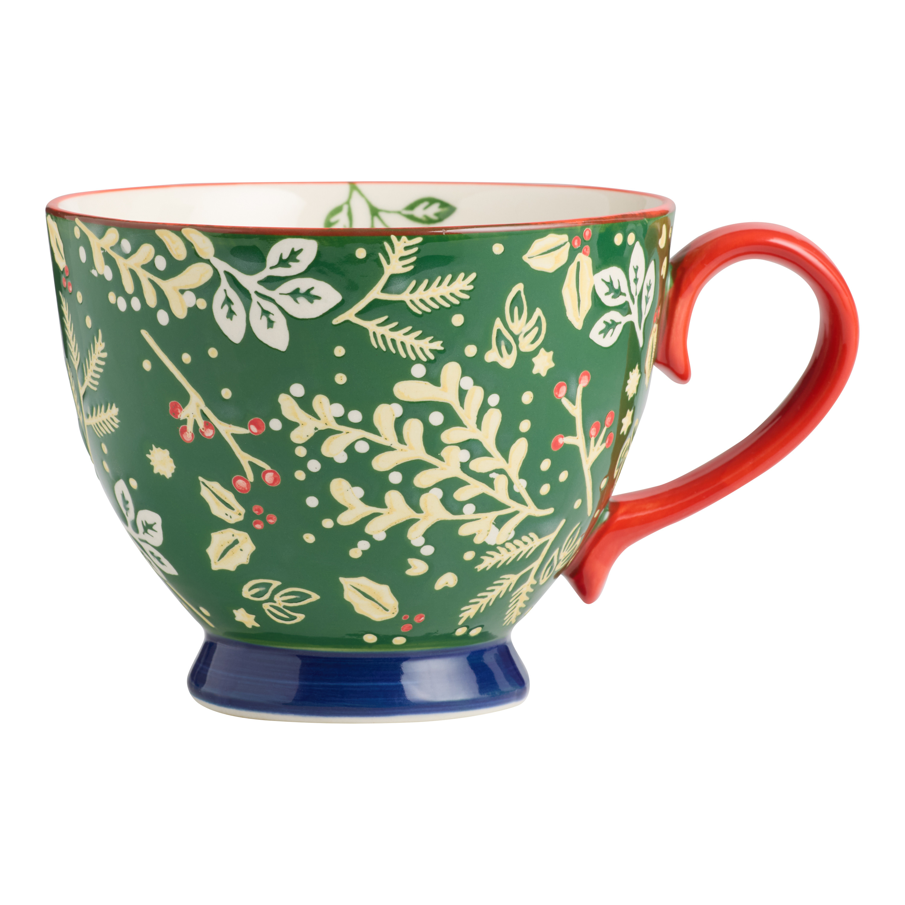 Green Holly Hand Painted Ceramic Mug | World Market