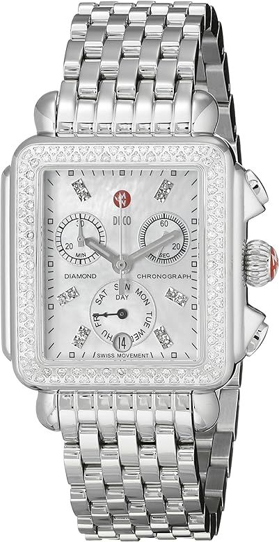 MICHELE Women's MWW06P000099 Deco Analog Display Swiss Quartz Silver Watch | Amazon (US)