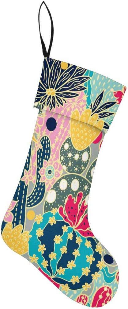 InterestPrint Cute Cactus, Colorful Pattern Christmas Stockings Decoration | Amazon (US)