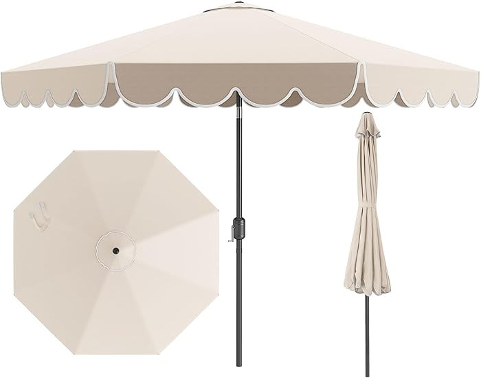 Tangkula 10 FT Patio Umbrella, 2-Tiers Scalloped Outdoor Table Market Umbrella with Tilt Adjustme... | Amazon (US)