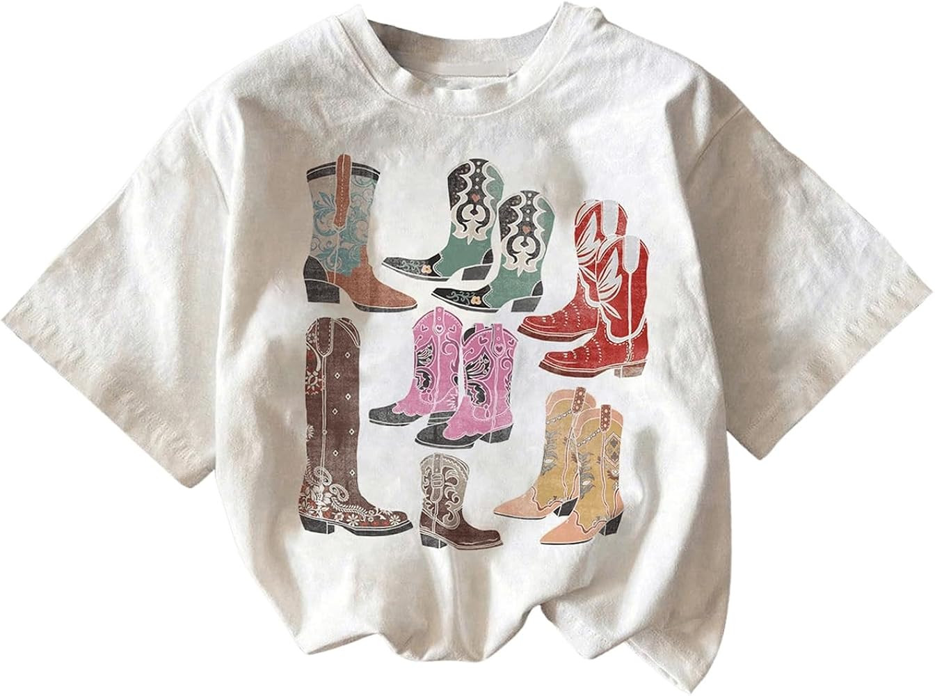 Women's Graphic Letter Tee Crew Neck Drop Shoulder Trendy Summer T Shirt Short Sleeve Vintage Car... | Amazon (US)