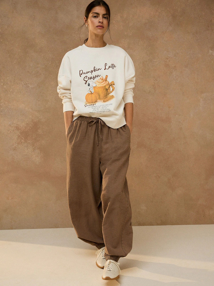 Ecru Pumpkin Latte Snoopy Licence Sweatshirt | Next US