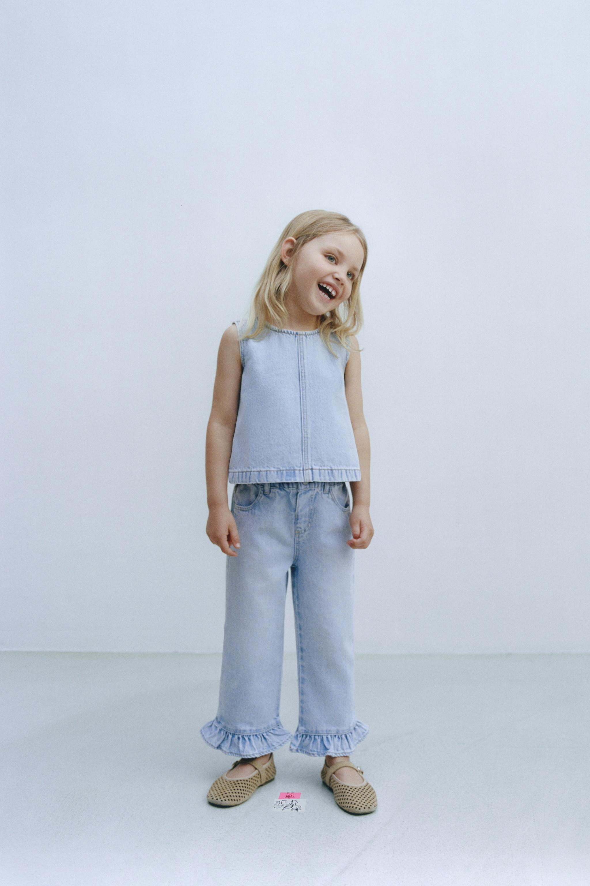 RUFFLED HEM CULOTTE JEANS | Zara US