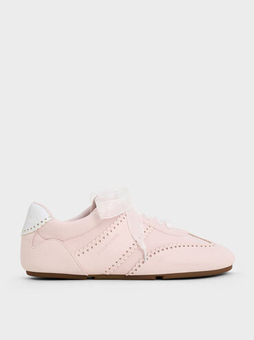 Light Pink Cece Heart-Motif Sheer-Lace Sneakers | CHARLES & KEITH | Charles & Keith US