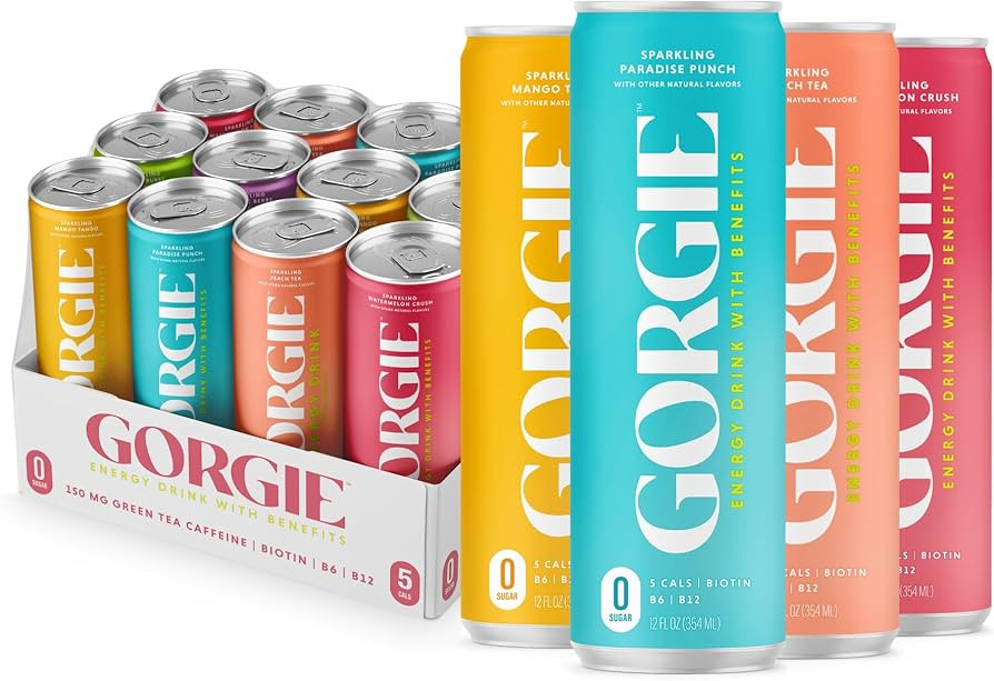 GORGIE Bestsellers Variety, Sugar-Free Natural Energy Drink Sparkling, Healthy Energy Drinks - Gr... | Amazon (US)