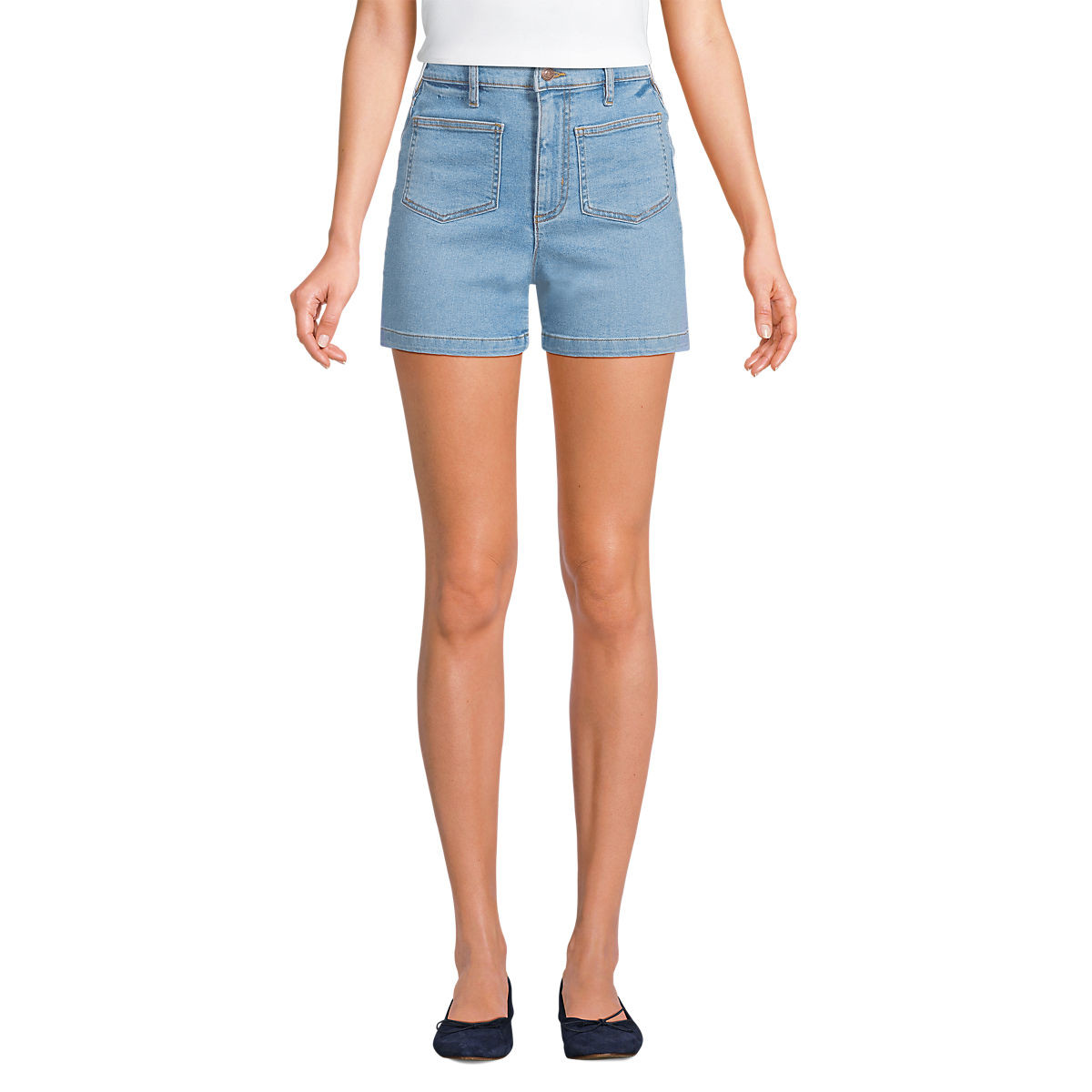 Women's Recover High Rise Patch Pocket 5" Jean Shorts | Lands' End (US)
