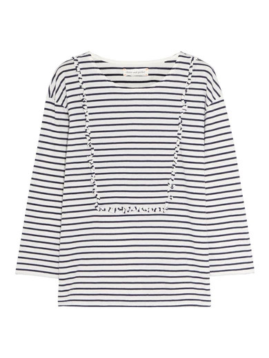 Ruffled striped cotton-jersey top | NET-A-PORTER (US)