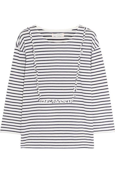Ruffled striped cotton-jersey top | NET-A-PORTER (US)